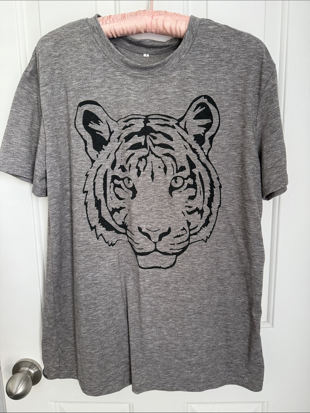 Grey Tee with Black Tiger Graphic